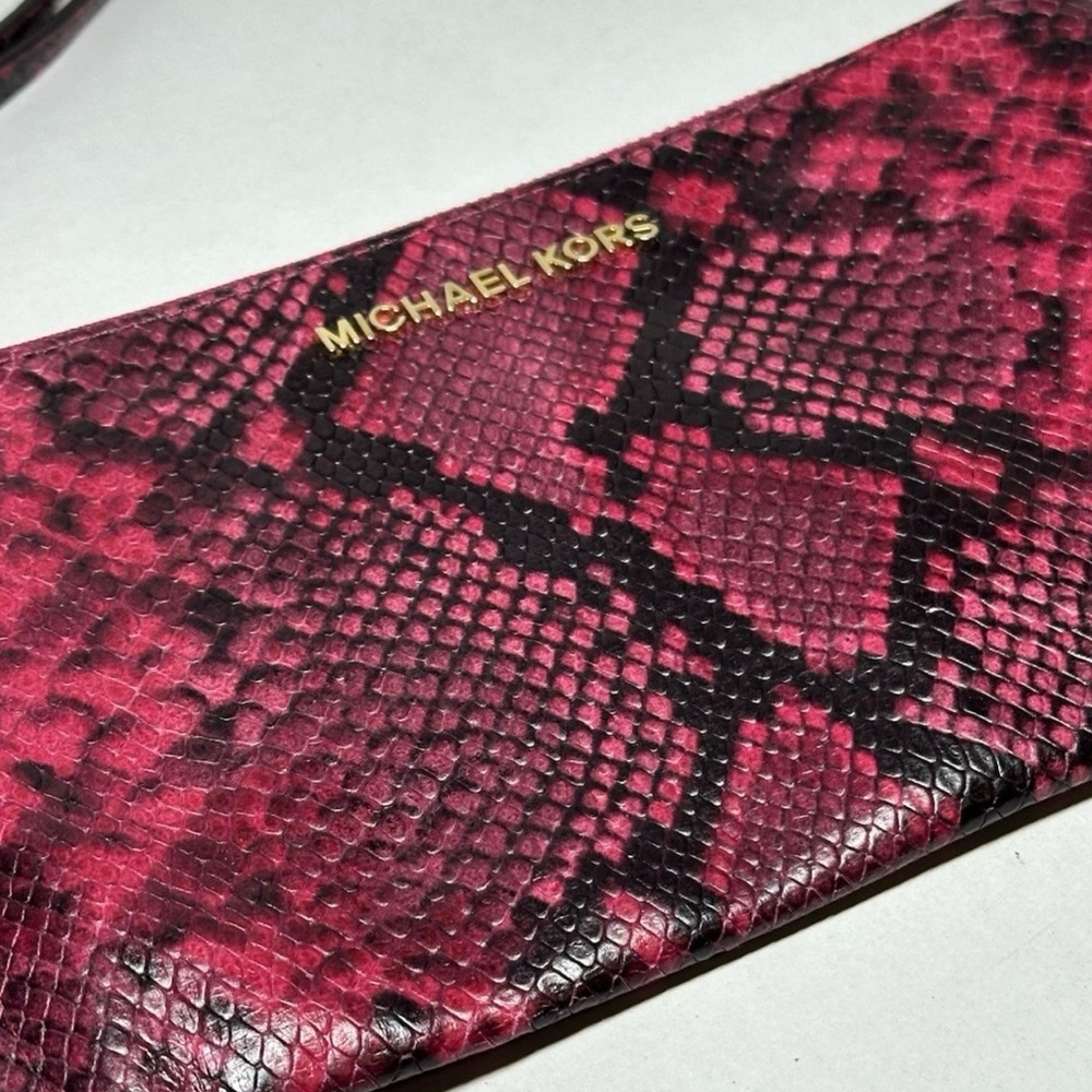 Michael Kors Fuchsia Snake Print Wristlet